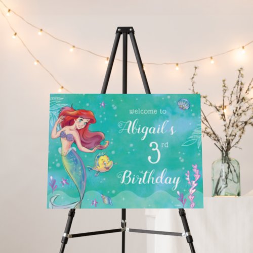 The Little Mermaid  Watercolor Birthday Welcome Foam Board