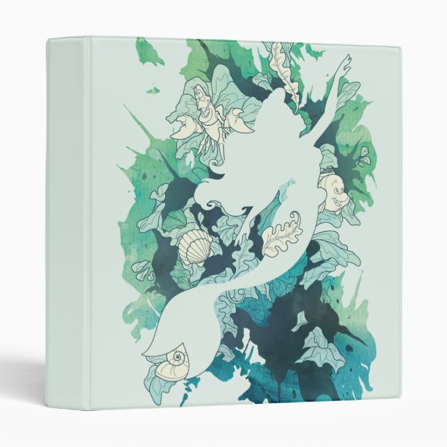 The Little Mermaid Watercolor Silhouette 3 Ring Binder (Front/Spine)