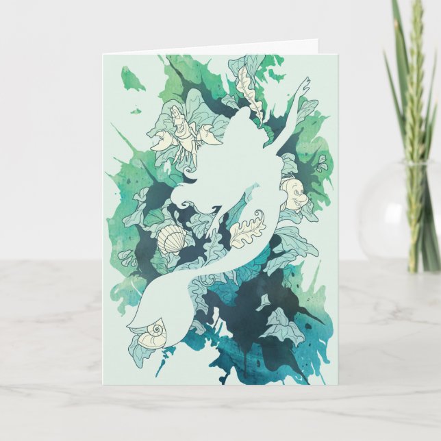 The Little Mermaid Watercolor Silhouette Card (Front)