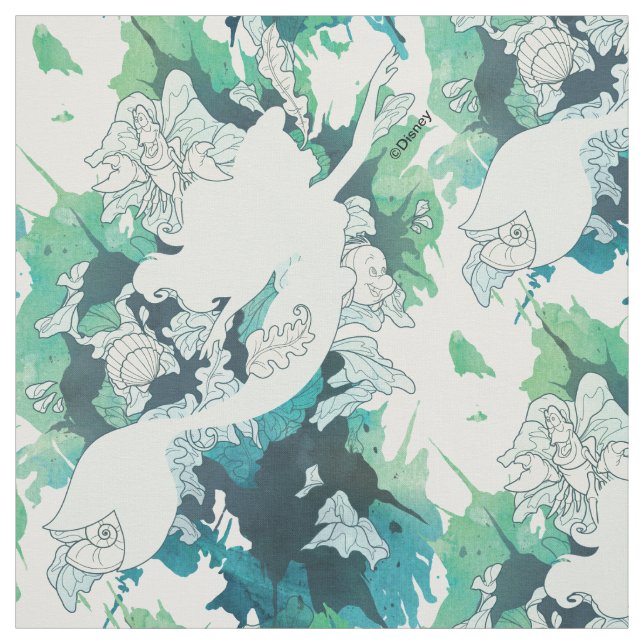 The Little Mermaid Watercolor Silhouette Fabric (Swatch)