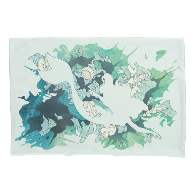 The Little Mermaid Watercolor Silhouette Pillow Case (Front)