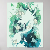 The Little Mermaid Watercolor Silhouette