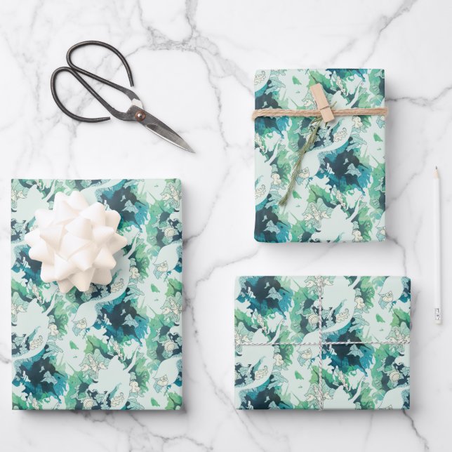The Little Mermaid Watercolor Silhouette Wrapping Paper Sheets (Front)