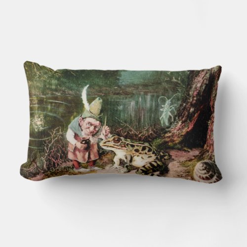 The Little Old Man of the Woods Mural Vintage Lumbar Pillow