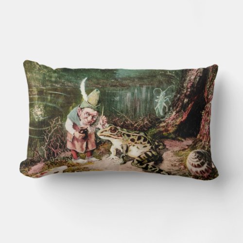 The Little Old Man of the Woods Mural Vintage Lumbar Pillow