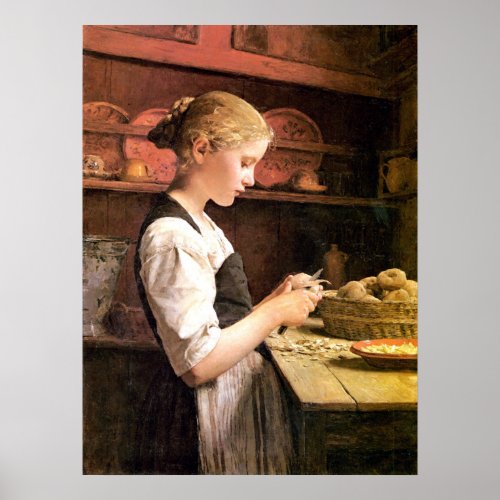 The little potato peeler Girl Peeling Potatos Poster