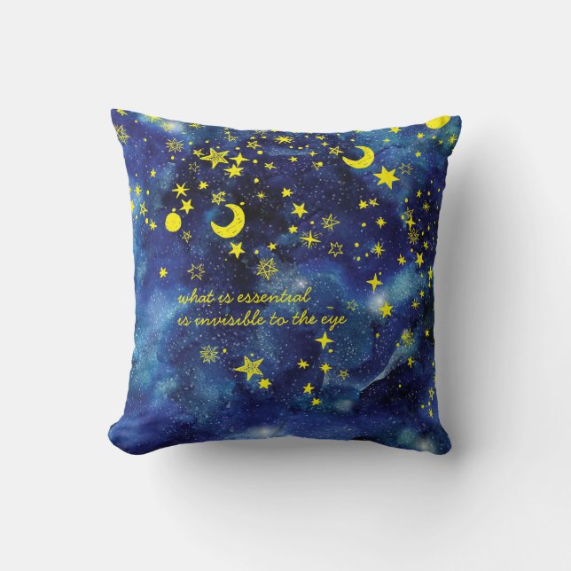 The Little Prince Quote and Stars customized name Throw Pillow (Front)