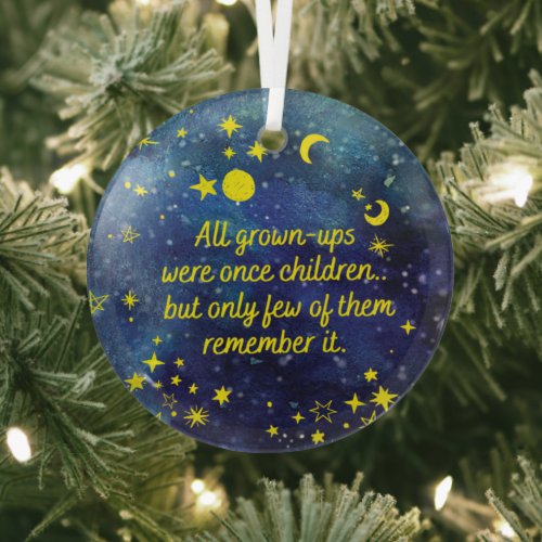 The little Prince Quote with stars Glass Ornament