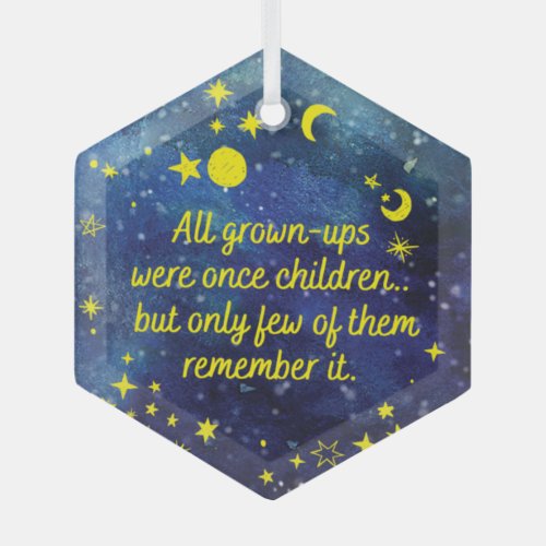 The little Prince Quote with stars Glass Ornament