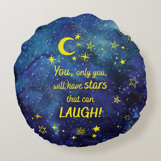 The little Prince Quote with stars Round Pillow (Back)
