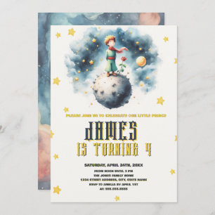 The little prince Watercolor Birthday Invitation