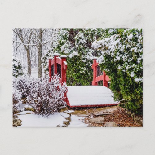 The Little Red Bridge Blank Post Card