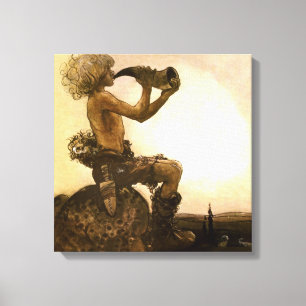 “The Little Shepherd”watercolor by John Bauer Canvas Print