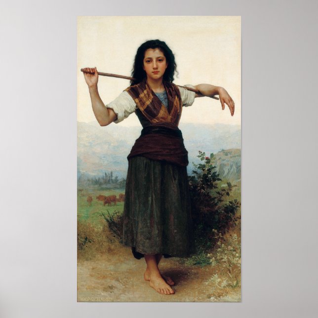 The Little Shepherdess by Bouguereau Poster (Front)