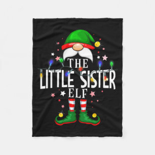 The Little Sister Elf Christmas Family Pajama Part Fleece Blanket