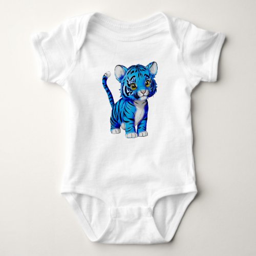 The Little Tiger Blue Baby Bodysuit