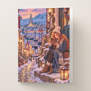 The Little Travel Girl Reykjavik Christmas Pocket Folder