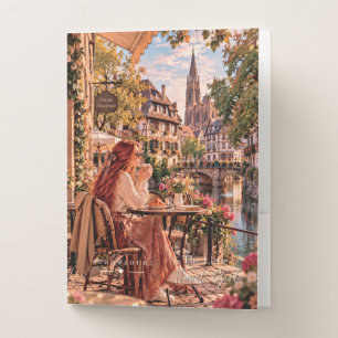 The Little Travel Girl Strasbourg Cafe Pocket Folder