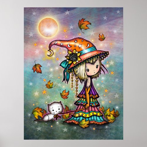 The Little Wanderer Witch and Cat Art Poster