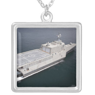 The littoral combat ship Independence 3 Silver Plated Necklace