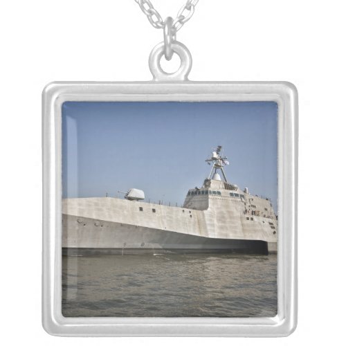 The littoral combat ship Independence underway Silver Plated Necklace