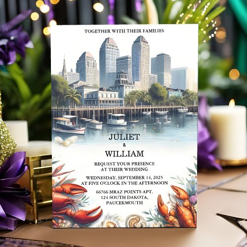 The Lobster Beach Ocean Summer New Orleans Wedding Invitation