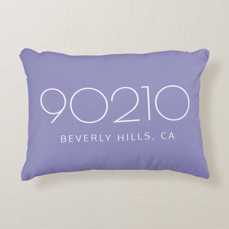 The Location Pastel Purple and White Zip Code Accent Pillow