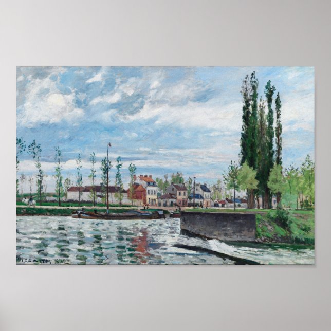 The Lock at Pontoise (1872) by Camille Pissarro Poster (Front)