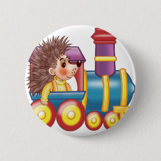 the locomotive and the hedgehog pinback button