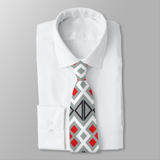 The Lodge Gray Red Neck Tie (Tied)