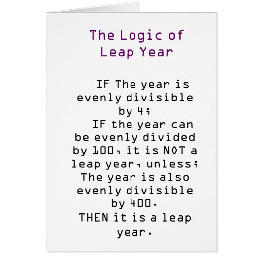 The Logic of Leap Year Cards (Front)