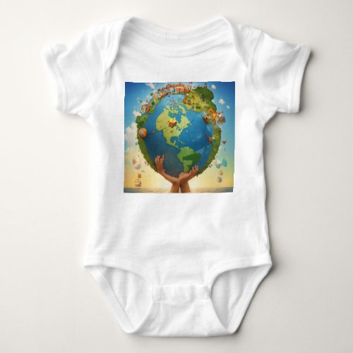 The logo features two hands of cubic art baby bodysuit