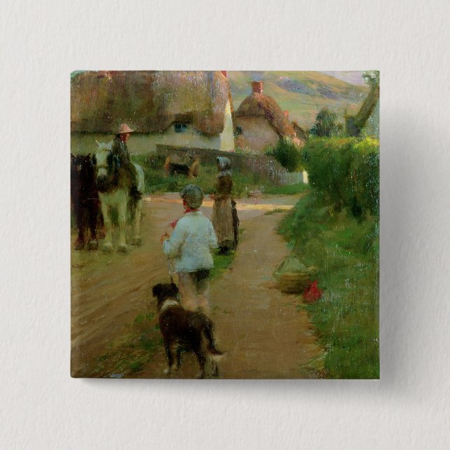 The Loiterers, 1888 (oil on canvas) Pinback Button (Front)