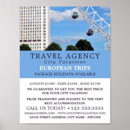 The London Eye London City Travel Agency Advert Poster