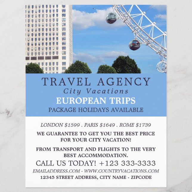 The London Eye, London City, Travel Agency Flyer (Front)