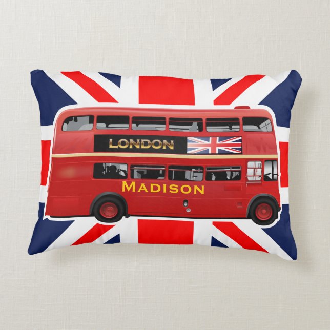 The London Red Bus Decorative Pillow (Back)
