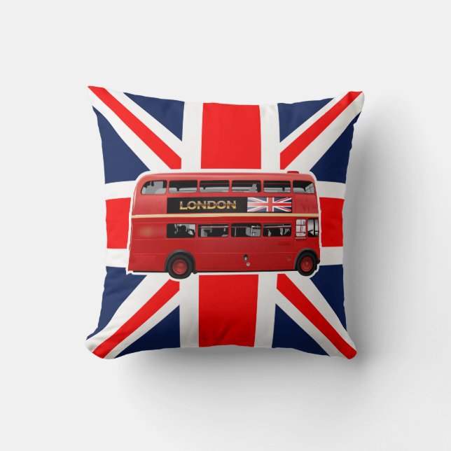 The London Red Bus Throw Pillow (Front)