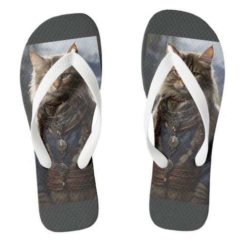 The Lone Cat in the Mystery Forest Flip Flops