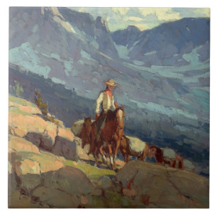 “The Lone Packer” Western Art by Edgar Payne Ceramic Tile