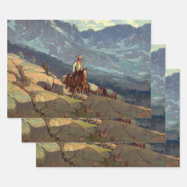 “The Lone Packer” Western Art by Edgar Payne Wrapping Paper Sheets (Set)