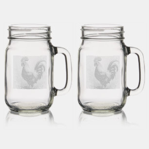 The Lone Rooster Mason Jar W/ Handle