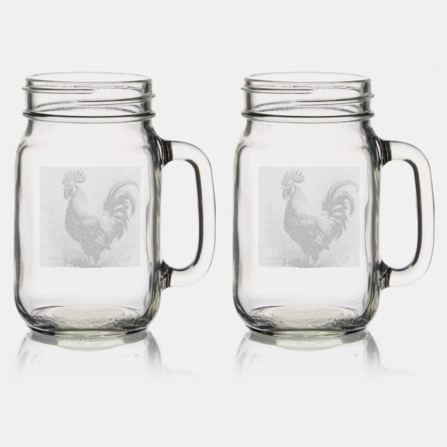 The Lone Rooster Mason Jar W/ Handle (Glassware)