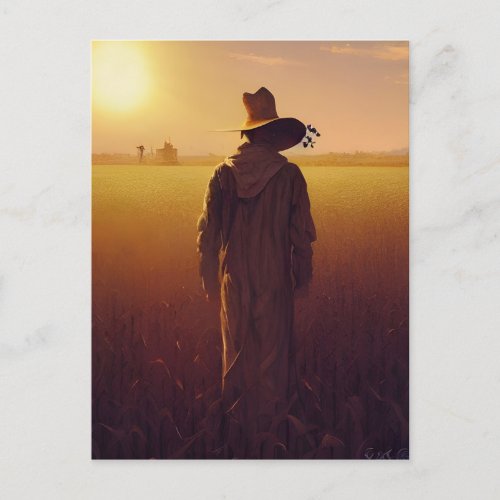 The Lone Scarecrow Digital Art  Postcard