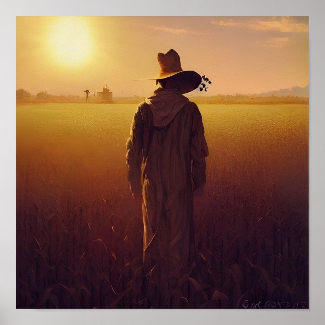 The Lone Scarecrow Digital Art Poster (Front)