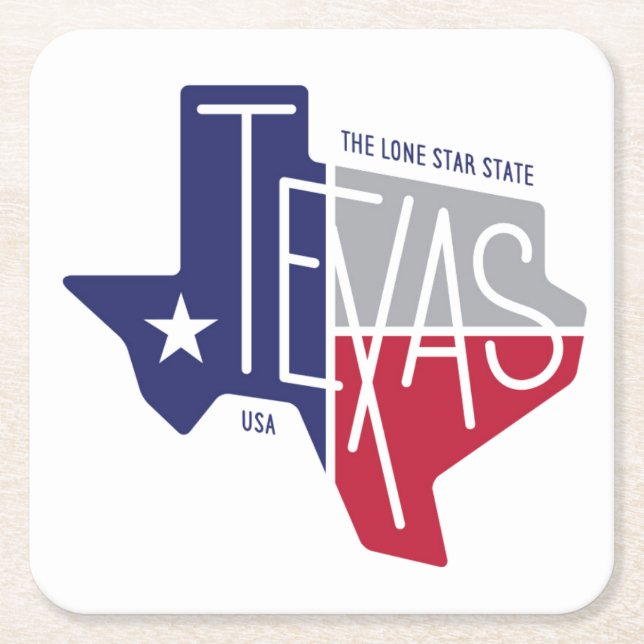 The Lone Star State Square Paper Coaster (Front)