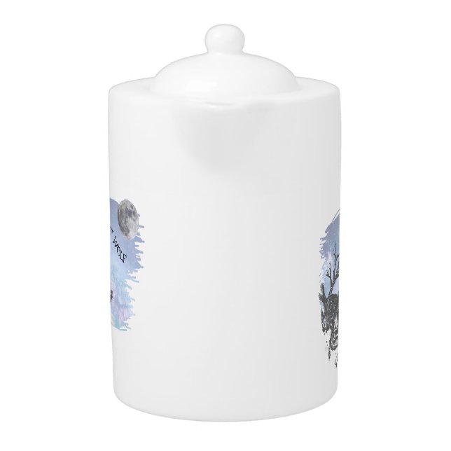 The Lone Wolf With Gothic Letters Tea Pot (Front)