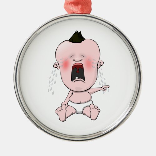 The Lonely Finger Pointing Cry Baby Metal Ornament