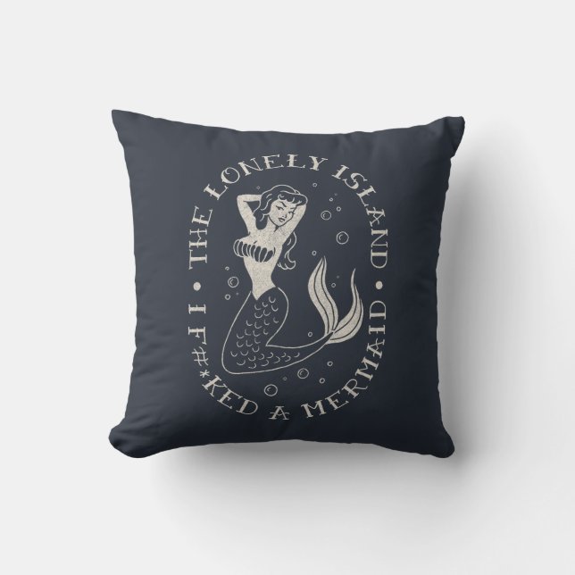 The Lonely Island Mermaid Throw Pillow (Front)