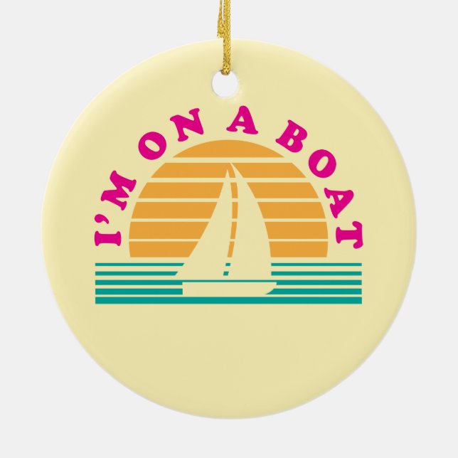 The Lonely Island On A Boat Ceramic Ornament (Back)