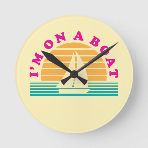 The Lonely Island On A Boat Round Clock